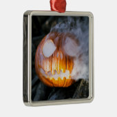Jack-o-Lantern Halloween Pumpkin Kopf auf Feuer Ornament Aus Metall (Rechts)