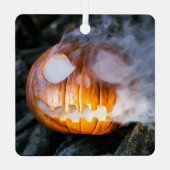 Jack-o-Lantern Halloween Pumpkin Kopf auf Feuer Ornament Aus Metall (Rückseite)