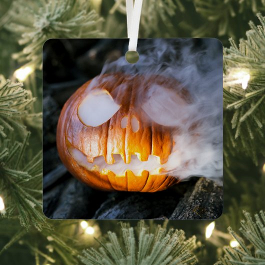 Jack-o-Lantern Halloween Pumpkin Kopf auf Feuer Ornament Aus Metall (InSitu)