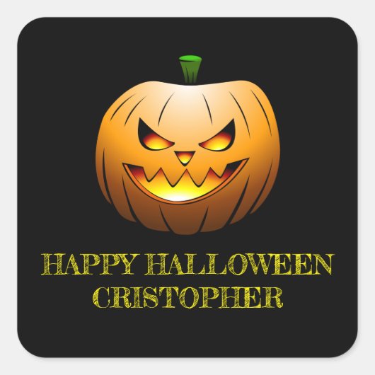 Jack-o-Lantern Halloween Pumpkin Quadratischer Aufkleber (Vorderseite)