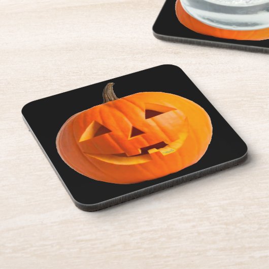 Jack-O-Lantern-Hartkunststoff 6 Untersetzer (Linke Seite)