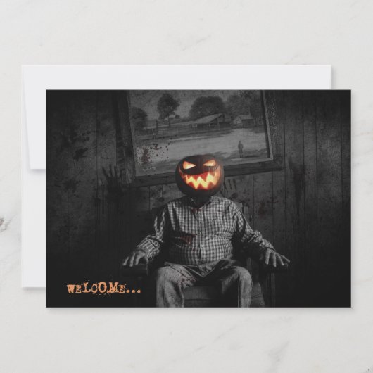 Jack O' Lantern Head Spooky Halloween-Party Einladung (Vorderseite)