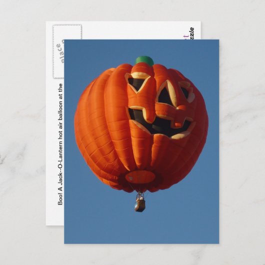 Jack-O-Lantern-Heißluftballon Postkarte (Vorne/Hinten)
