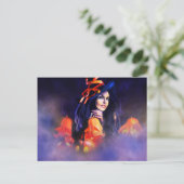Jack-O-Lantern-Hexe Postkarte (Stehend Vorderseite)