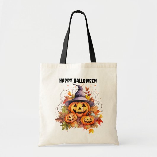 Jack o' Lantern Hexenhut Halloween Trick oder Tret Tragetasche (Vorne)