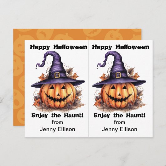Jack o' Lantern Hexenschule Party Halloween Card Postkarte (Vorne/Hinten)