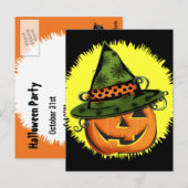 Jack-O-Lantern in Hexenhut Postkarte (Vorne/Hinten)