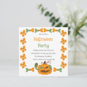 Jack-o'-Lantern & Knochen Spooky-Halloween-Party Einladung (Stehend Vorderseite)
