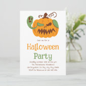 Jack-o'-Lantern & Knochen Spooky-Halloween-Party Einladung (Stehend Vorderseite)