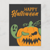Jack-o'-Lantern & Knochen Spooky Halloween Postkarte (Vorderseite)