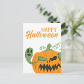Jack-o'-Lantern & Knochen Spooky Halloween Postkarte (Stehend Vorderseite)