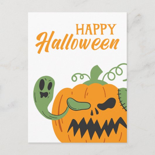 Jack-o'-Lantern & Knochen Spooky Halloween Postkarte (Vorderseite)