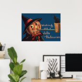 Jack O' Lantern-Kürbis-Hexenrohr Poster (Heimbüro)