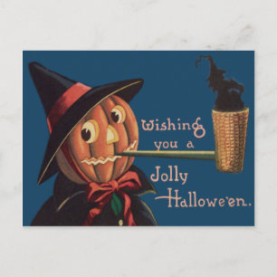 Jack O' Lantern-Kürbis-Hexenrohr Postkarte