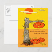 Jack O' Lantern Kürbisbaumblätter Postkarte (Vorne/Hinten)