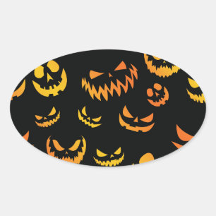 Jack O Lantern-Kürbisgesicht Ovaler Aufkleber