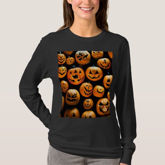Jack-O-Lantern-Langschlauch-T - Shirt (Vorderseite)