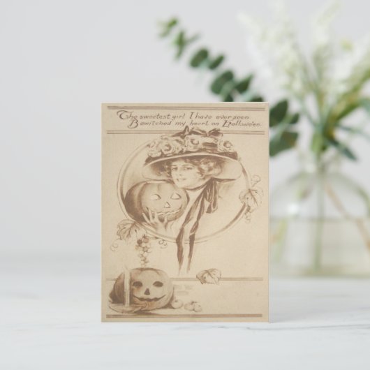 Jack O' Lantern Leaf Candle Postkarte (Stehend Vorderseite)