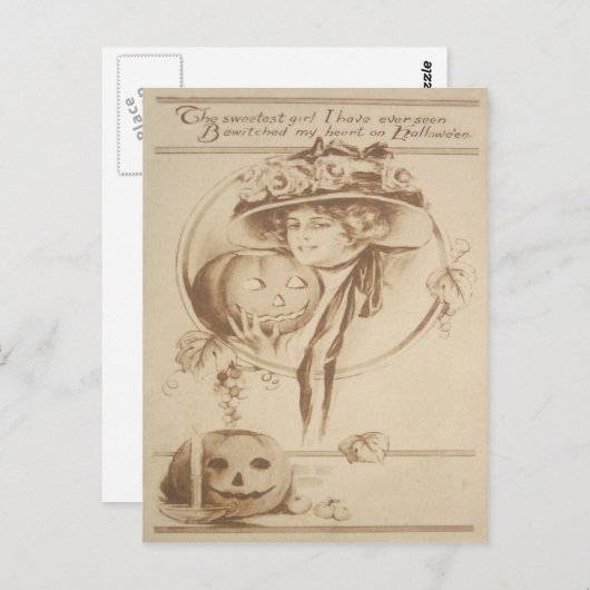 Jack O' Lantern Leaf Candle Postkarte (Vorne/Hinten)