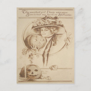 Jack O' Lantern Leaf Candle Postkarte
