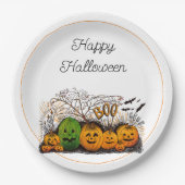 Jack-O-Lantern-Linie nach oben Pappteller (Vorderseite)