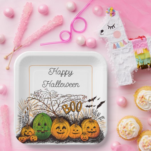 Jack-O-Lantern-Linie nach oben Pappteller (Party)