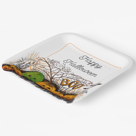 Jack-O-Lantern-Linie nach oben Pappteller (Gewinkelt)