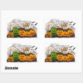Jack-O-Lantern-Linie nach oben Rechteckiger Aufkleber (Blatt)