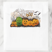 Jack-O-Lantern-Linie nach oben Rechteckiger Aufkleber (Tasche)