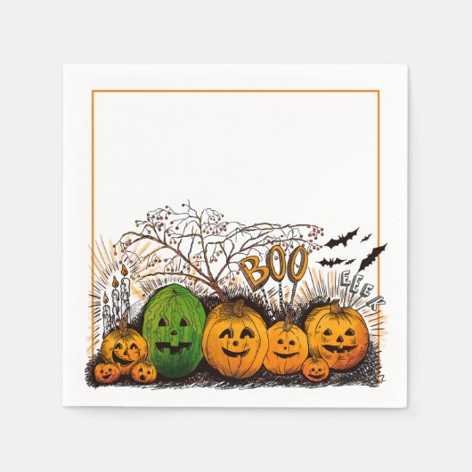 Jack-O-Lantern-Linie nach oben Serviette (Vorderseite)