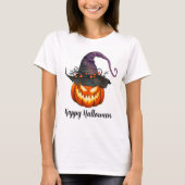 Jack-O-Lantern mit Hexenhut T-Shirt (Vorderseite)