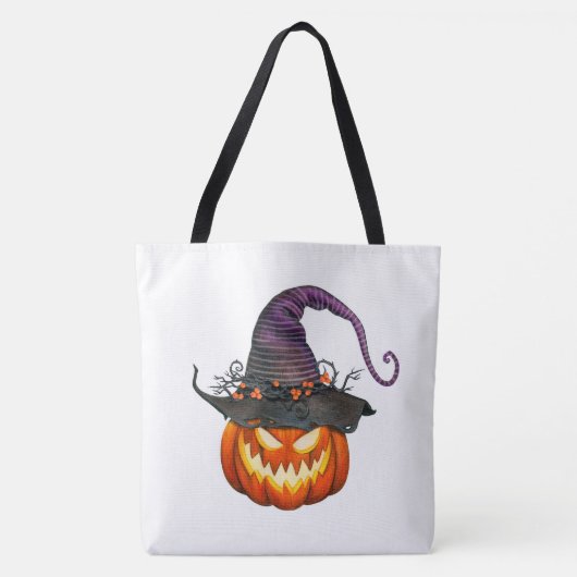 Jack-O-Lantern mit Hexenhut Tasche (Vorderseite)