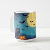 Jack O Lantern Nacht Mit Geist 🎃 Kaffeetasse (Vorderseite Links)