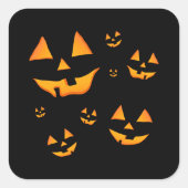 Jack-O-Lantern oder Jack O’Lantern Augen und Läche Quadratischer Aufkleber (Vorderseite)