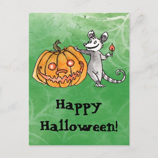 Jack-o-Lantern-Opossum-Postkarte Postkarte (Vorderseite)