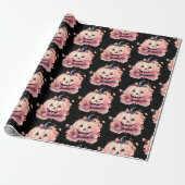 Jack-O' Lantern Orange Blätter Schwarzes Halloween Geschenkpapier (Ungerollt)