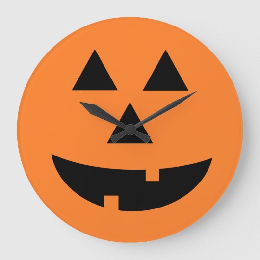 Jack-O-Lantern Orange Pumpkin Halloween Wall Clock Große Wanduhr (Vorderseite)