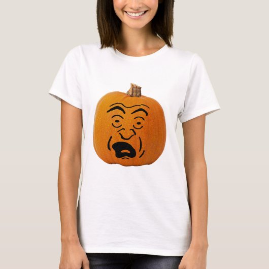 Jack o' Lantern Panikgesicht, Halloween Pumpkin T-Shirt (Vorderseite)