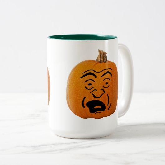 Jack o' Lantern Panikgesicht, Halloween Pumpkin Zweifarbige Tasse (VorderseiteRechts)