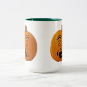 Jack o' Lantern Panikgesicht, Halloween Pumpkin Zweifarbige Tasse (Mittel)