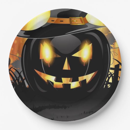 Jack-o-Lantern Pappteller (Vorderseite)