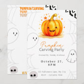 Jack-O' Lantern Pumpkin Carving Party Einladung (Vorne/Hinten)