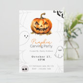 Jack-O' Lantern Pumpkin Carving Party Einladung (Stehend Vorderseite)