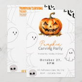 Jack-O' Lantern Pumpkin Carving Party Einladung (Vorne/Hinten)