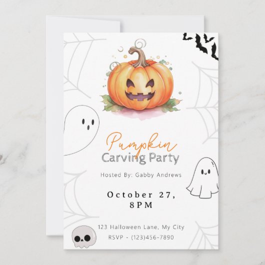 Jack-O' Lantern Pumpkin Carving Party Einladung (Vorderseite)