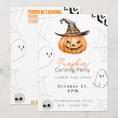 Jack-O' Lantern Pumpkin Carving Party Einladung (Vorne/Hinten)