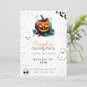 Jack-O' Lantern Pumpkin Carving Party Einladung (Stehend Vorderseite)