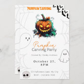 Jack-O' Lantern Pumpkin Carving Party Einladung (Vorne/Hinten)