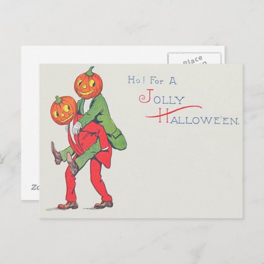 Jack O' Lantern Pumpkin Creature Piggyback Postkarte (Vorne/Hinten)
