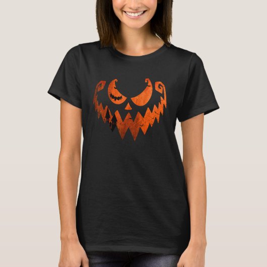 Jack O Lantern Pumpkin Face And Evil Face Monster T-Shirt (Vorderseite)